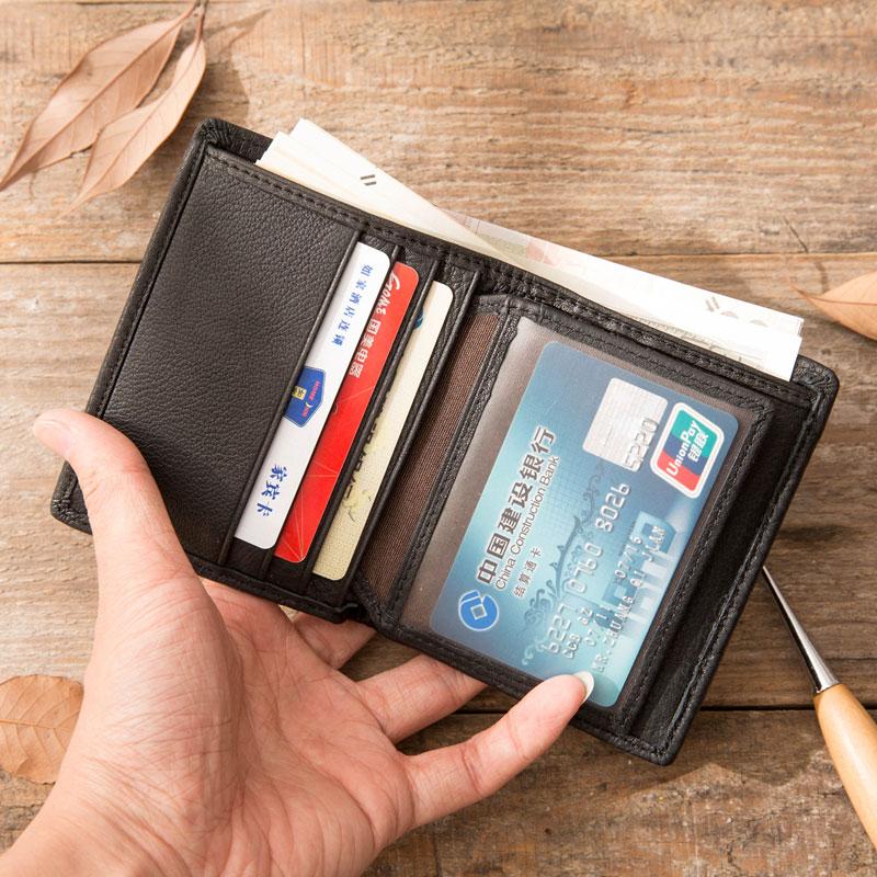 Braided Leather Mens Small Wallets Bifold Slim Front Pocket Wallet for Men - imessengerbags
