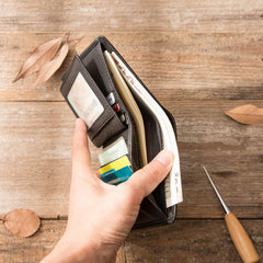 Braided Leather Mens Small Wallets Bifold Slim Front Pocket Wallet for Men - imessengerbags