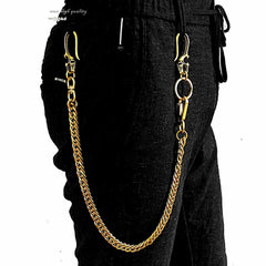 Brass Cool Pants Chain Motorcycle Biker Wallet Chain Gold Long Wallet Chain For Men - imessengerbags