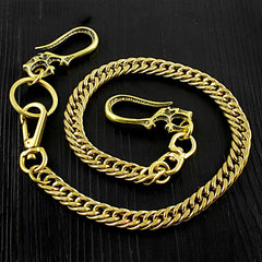 Brass Cool Pants Chain Motorcycle Biker Wallet Chain Gold Long Wallet Chain For Men - imessengerbags