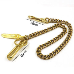 Cool Brass Mens Key Chain Long Gold Wallet Chain Pants Chain Biker Wallet Chain For Men - imessengerbags