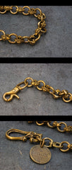 Badass Skull Brass Biker Wallet Chain 1%er Wallet chain 18'' gold pants chain For Men - imessengerbags