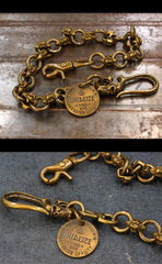 Badass Skull Brass Biker Wallet Chain 1%er Wallet chain 18'' gold pants chain For Men - imessengerbags