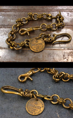 Badass Skull Brass Biker Wallet Chain 1%er Wallet chain 18'' gold pants chain For Men