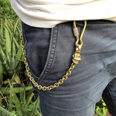 Badass Brass Copper Skull Mens Pants Chain Biker Wallet Chain 18‘â€?Jeans Chain Jean Chain For Men - imessengerbags