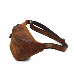 Side view of Leather crossbody belt bag for men