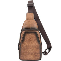 Blue LEATHER MENS Sling Bags Sling Pack One Shoulder Backpack Blue Chest Bag For Men - imessengerbags