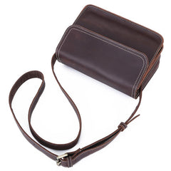 Brown Cool Leather Small Messenger Bag Satchel Postman Bag Coffee Side Bag Courier Bag For Men