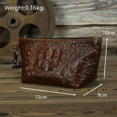 Brown Crocodile Pattern Mens Leather Zipper Clutch Wristlet Purse Bag Clutch Bags Phone Bag For Men - imessengerbags