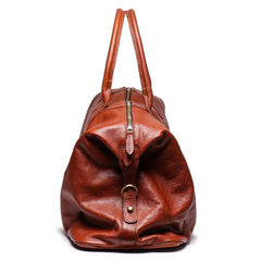 Brown Fashion Leather Mens 15 inches Messenger Bag Large Brown Weekender Bag Duffel Bag For Men - imessengerbags