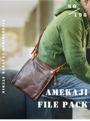 Casual Coffee Leather Men Vertical Side Bag Green Small Messenger Bag Camouflage Courier Bag For Men - imessengerbags