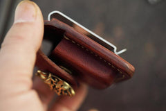 Brown Handmade Leather Mens Zippo Lighter Case With Belt Loop Coffee Zippo Standard Lighter Holders Steel Clip For Men