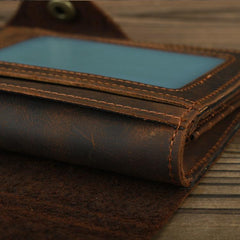 Coffee Leather Long Wallet for Men Trifold Long Wallet Leather Multi-Cards Wallet For Men