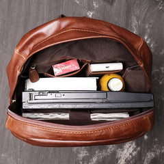 Brown Leather Men's 15 inches Computer Backpack Travel Backpack Brown Laptop College Backpack For Men - imessengerbags