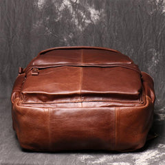 Brown Leather Men's 15 inches Computer Backpack Travel Backpack Brown Laptop College Backpack For Men - imessengerbags