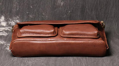 Brown Leather Mens Business Briefcase 14'' Laptop Work Bag Brown Handbag Briefcase Shoulder Bags For Men