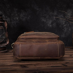 Vintage Brown Leather Mens Vertical Work Bag Handbag Vertical Briefcase Shoulder Bag For Men