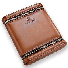 Brown Leather&Cedar Mens 6pcs Cigar Case Leather Cigar Cases for Men