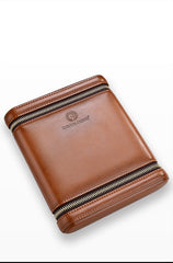 Brown Leather&Cedar Mens 6pcs Cigar Case Leather Cigar Cases for Men