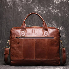 Brown Oiled Leather Men's Brown Professional Briefcase 15‘’ Laptop Handbag Business Bag For Men - imessengerbags