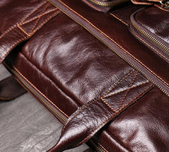 Brown Oiled Leather Men's Brown Professional Briefcase 15‘’ Laptop Handbag Business Bag For Men - imessengerbags