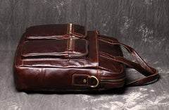 Brown Oiled Leather Men's Brown Professional Briefcase 15‘’ Laptop Handbag Business Bag For Men - imessengerbags