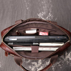 Brown Oiled Leather Men's Brown Professional Briefcase 15‘’ Laptop Handbag Business Bag For Men - imessengerbags