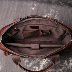 Brown Oiled Leather Men's Brown Professional Briefcase 15‘’ Laptop Handbag Business Bag For Men - imessengerbags