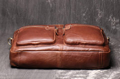 Brown Oiled Leather Men's Brown Professional Briefcase 15‘’ Laptop Handbag Business Bag For Men - imessengerbags