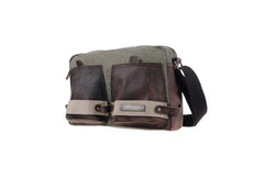Fashion Canvas Leather Mens Side Bags Messenger Bags Army Green Canvas Canvas Courier Bag for Men