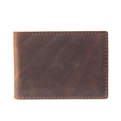 Brown Cool Leather Mens Card Holder Front Pocket Wallet Black License Wallet for Men - imessengerbags
