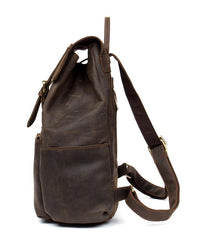Brown Mens Leather 15 inches Computer Backpacks Black Cool Travel Backpacks Laptop School Backpack for men