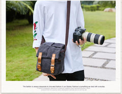 Brown CANVAS WATERPROOF MENS Small Side CAMERA Bag LARGE NIKON CAMERA BAG Gray DSLR CAMERA BAG FOR MEN - imessengerbags