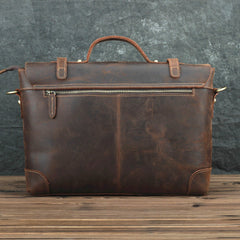 Brown Leather Men's Professional Briefcase 14‘’ Laptop Handbag Business Bag For Men - imessengerbags