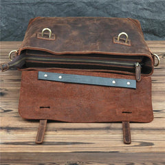 Brown Leather Men's Professional Briefcase 14‘’ Laptop Handbag Business Bag For Men - imessengerbags