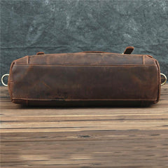 Brown Leather Men's Professional Briefcase 14‘’ Laptop Handbag Business Bag For Men - imessengerbags
