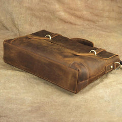 Brown Leather Men's Professional Briefcase 14‘’ Laptop Handbag Business Bag For Men - imessengerbags