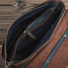 Brown Leather Men's Professional Briefcase 14‘’ Laptop Handbag Business Bag For Men - imessengerbags