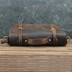 Brown Leather Men's Professional Briefcase 14‘’ Laptop Handbag Business Bag For Men - imessengerbags
