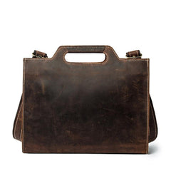 Brown Leather Men's Simple Professional Briefcase 13‘’ Laptop Handbag Business Bag For Men - imessengerbags
