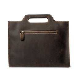 Brown Leather Men's Simple Professional Briefcase 13‘’ Laptop Handbag Business Bag For Men - imessengerbags