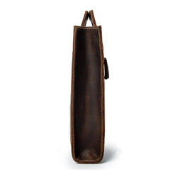 Brown Leather Men's Simple Professional Briefcase 13‘’ Laptop Handbag Business Bag For Men - imessengerbags