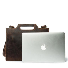 Brown Leather Men's Simple Professional Briefcase 13‘’ Laptop Handbag Business Bag For Men - imessengerbags