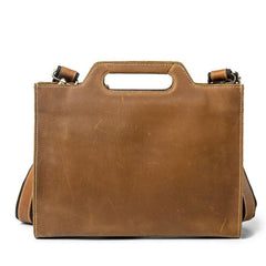 Brown Leather Men's Simple Professional Briefcase 13‘’ Laptop Handbag Business Bag For Men - imessengerbags