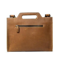 Brown Leather Men's Simple Professional Briefcase 13‘’ Laptop Handbag Business Bag For Men