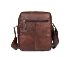 Casual Brown Leather Courier Bag 10 inches Vertical Small Messenger Bags Postman Bag for Men