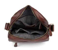 Casual Brown Leather Courier Bag 10 inches Vertical Small Messenger Bags Postman Bag for Men