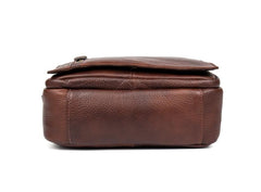 Casual Brown Leather Courier Bag 10 inches Vertical Small Messenger Bags Postman Bag for Men