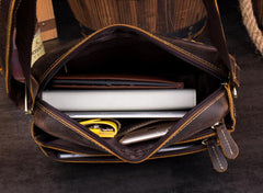 Casual Coffee Leather 10 inches Small Courier Bag Messenger Bags Postman Bags for Men - imessengerbags
