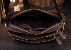 Casual Coffee Leather 10 inches Small Courier Bag Messenger Bags Postman Bags for Men - imessengerbags